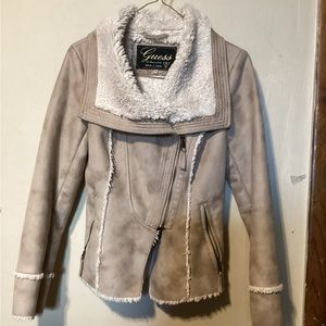 Women’s Guess Moto Style Faux Shearling Look Jacket. NWOT Size XS